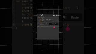 FIND FACTORIAL USING C 🔥..........30 DAYS 30 CODE CHALLENGE DAY 6......#shorts#viral#coding#c