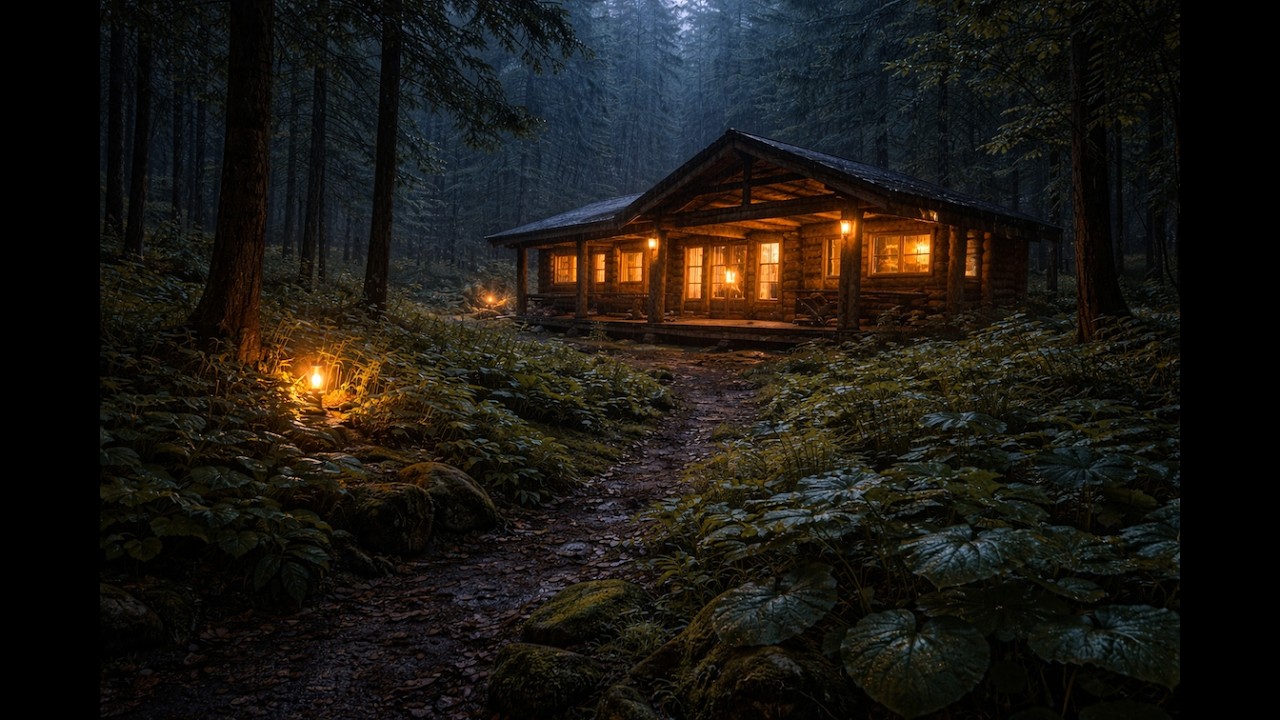 Sleep Instantly | Rain Sounds For Sleeping | Sleep Soundly | Forest Cabin Rain  at Night