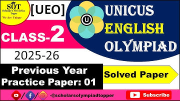Class 2 English |UEO| Unicus Previous Year Solved Paper 1  | Unicus English  Olympiad |Level1
