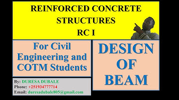 Lecture 06: RC I Design of Beams ||Worked Example || Reinforced Concrete Structure (In Amharic)