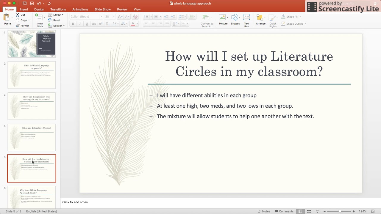 Whole Language Approach Through Literature Circles