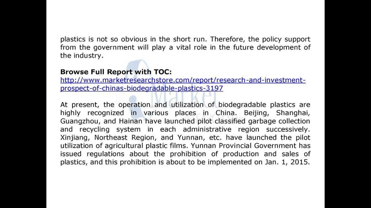 China Biodegradable Plastics Industry 2014 Market