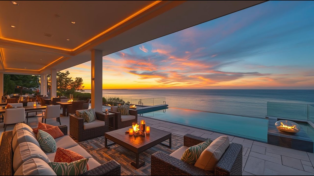Oceanfront Patio Sunset | Relaxed Deep House | For Study, Work & Focus