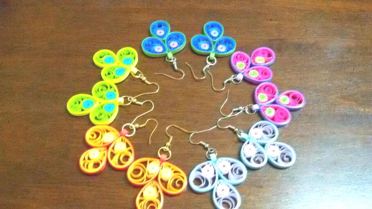 50. New Design Peacock feather Quilling Earrings Tutorial - YouTube