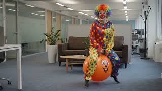 Athlete Statistics Space Hopper Clowning in an Office 