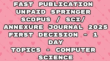Fast Publication in Journal of Real-Time Image Processing | Scopus, SCIE, UGC & PubMed Indexed 2025