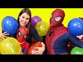 Balloon pop challenge  giant balloon drop surprise toys spiderman  disneycartoys sandra