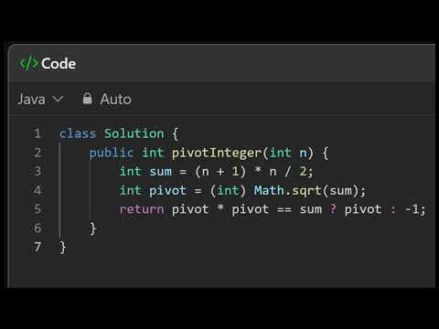 2485 Find the Pivot Integer Math Trick