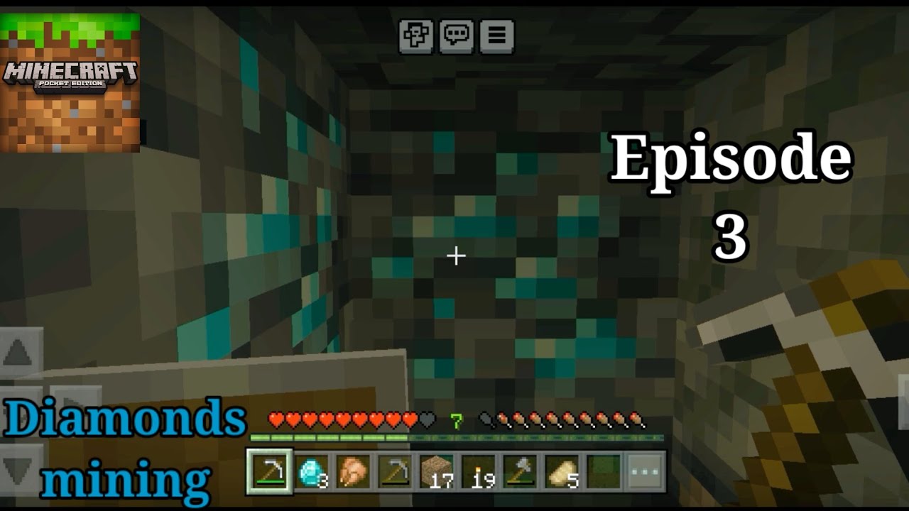 minecraft pocket edition survival episode 3 diamonds mining game play ...