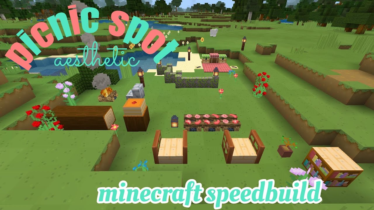 aesthetic picnic spot 💖 minecraft speedbuild 💖 pastelbubblesx [read