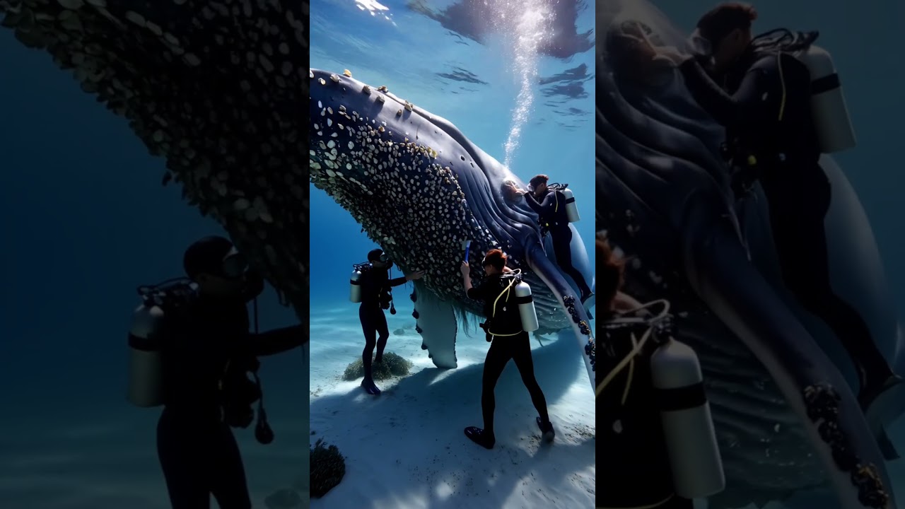 Incredible Underwater Rescue: Divers Clean Barnacles Off a Giant Whale!