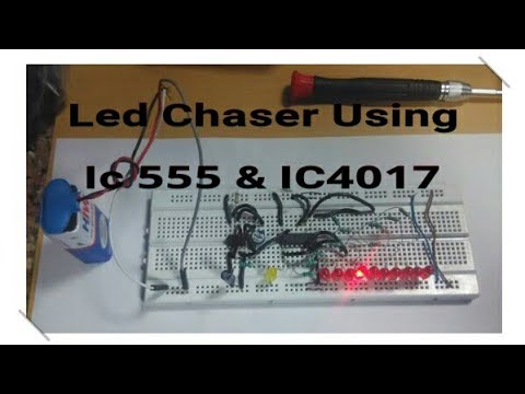 LED Chaser circuit using 555 timer + 4017 IC on Breadboard ...