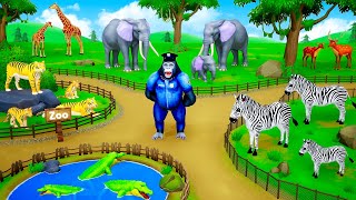 Zoo Animals Escape Diorama Compilation - Funny Animals Elephant Tiger Cow Zebra Gorilla Pigs