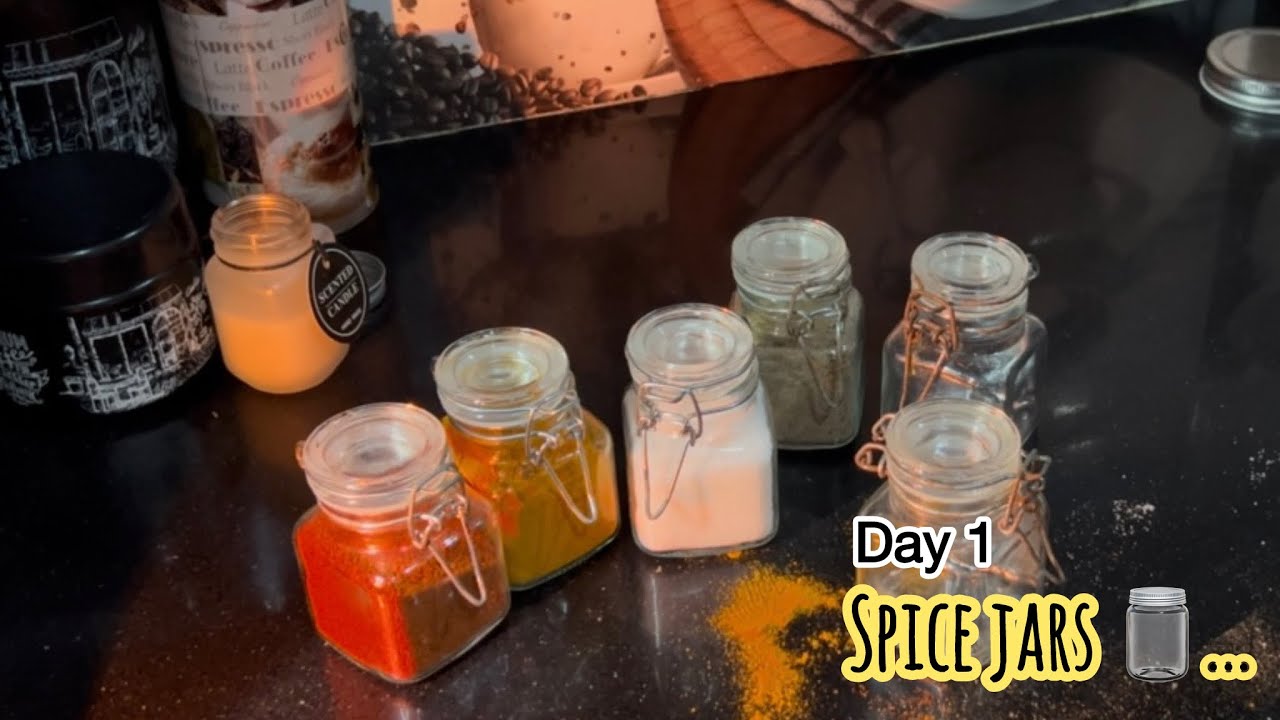 Day 1 of My Kitchen Makeover 🍽️ |Aesthetic Spice Jar Upgrade🧂|Kitchen Organization Ideas| Vlog