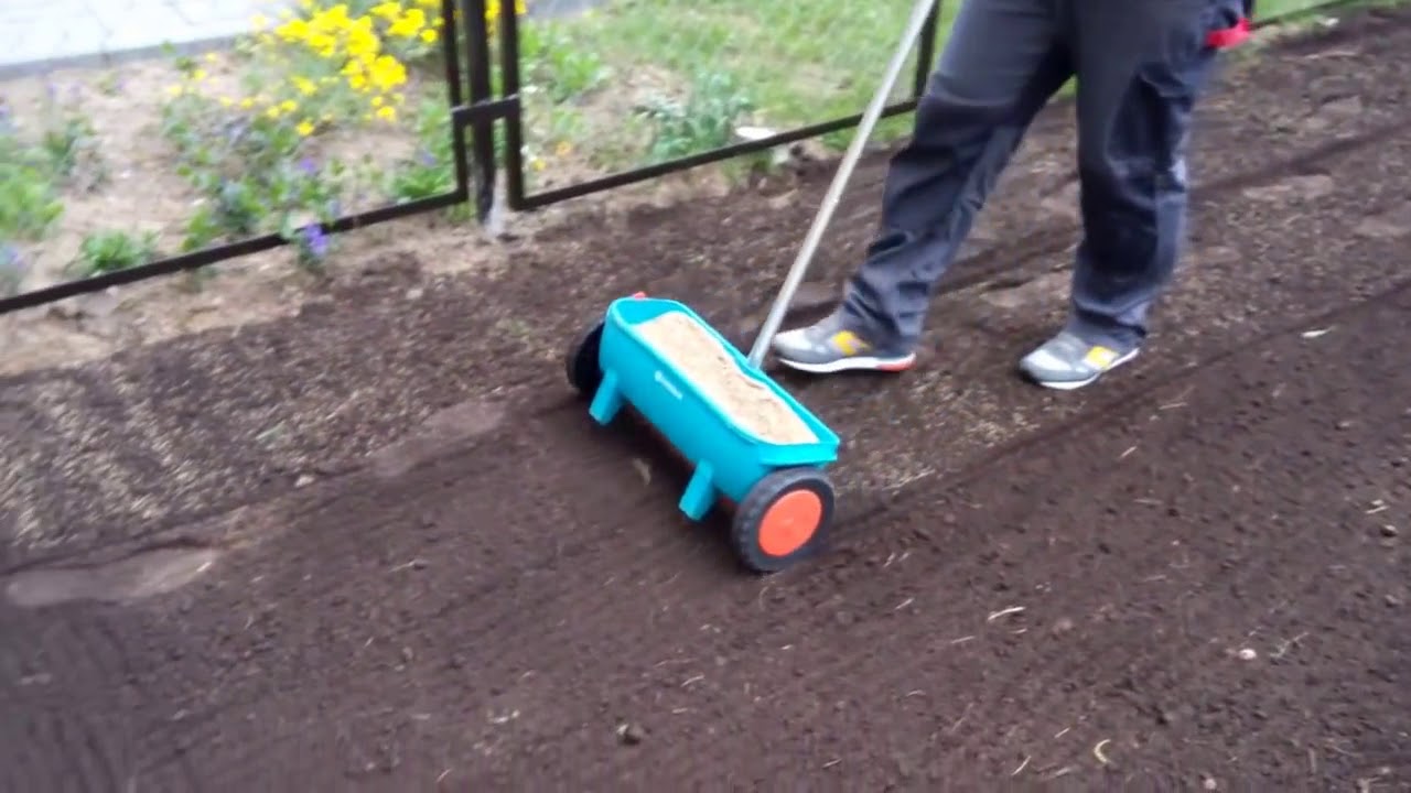 Как сеять газонную траву сеялкой гардена - фото