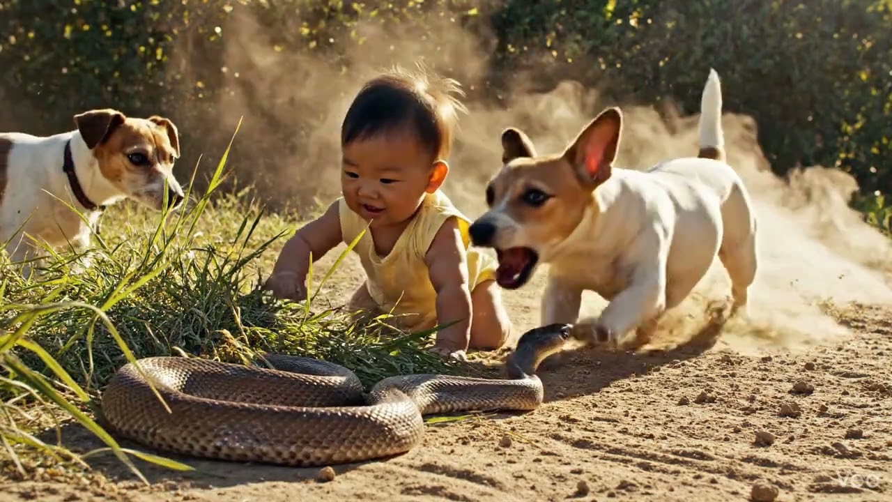 Brave Dog Protects Baby from Snake Attack! 🐍🐕 