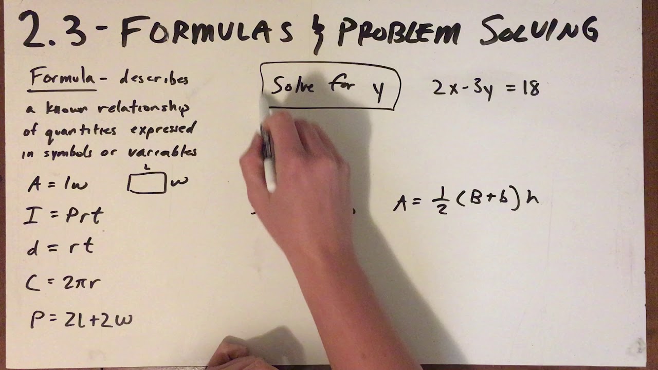 formulas and problem solving