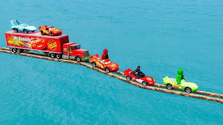 Mack Truck vs Avengers Superheroes vs Impossible Log Bridge Crossing Cars Vs Deep Water-BeamNG.Drive