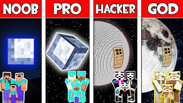 Minecraft NOOB vs PRO vs HACKER vs GOD : FAMILY MOON BLOCK BASE in Minecraft! Animation