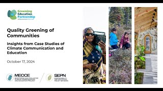 2024 UNESCO Greening Education Partnership Webinar | Quality Greening of Communities
