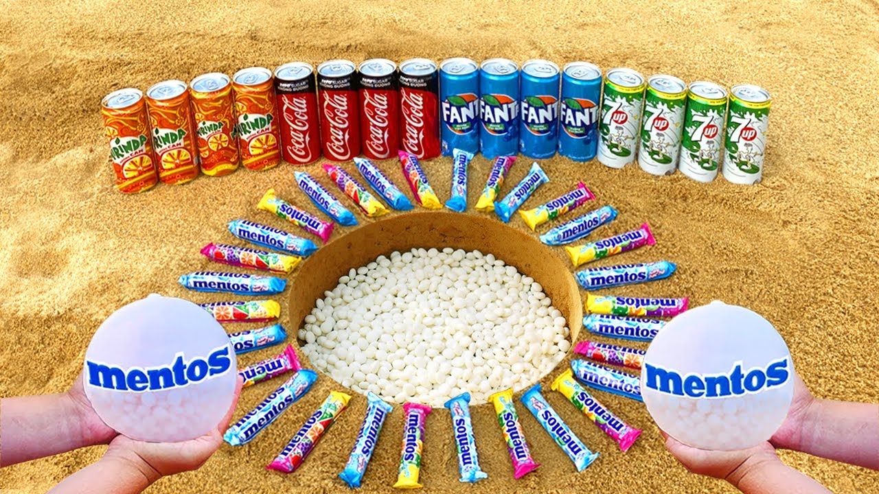 Balloons VS Coca Cola , Fanta , Mirinda , 7Up  VS Mentos in Big Underground !