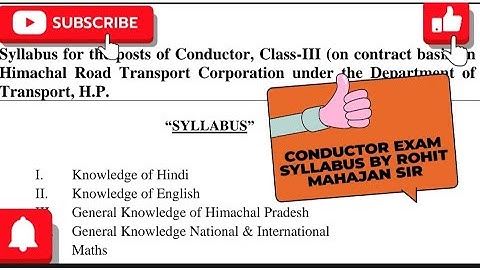 Conductor Exam Syllabus||New Pattern|| HPPSC Announced Conductor exam New Syllabus #hppsc