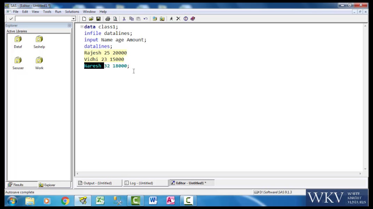 SAS - Video No 2 - Basic Reading Files In SAS