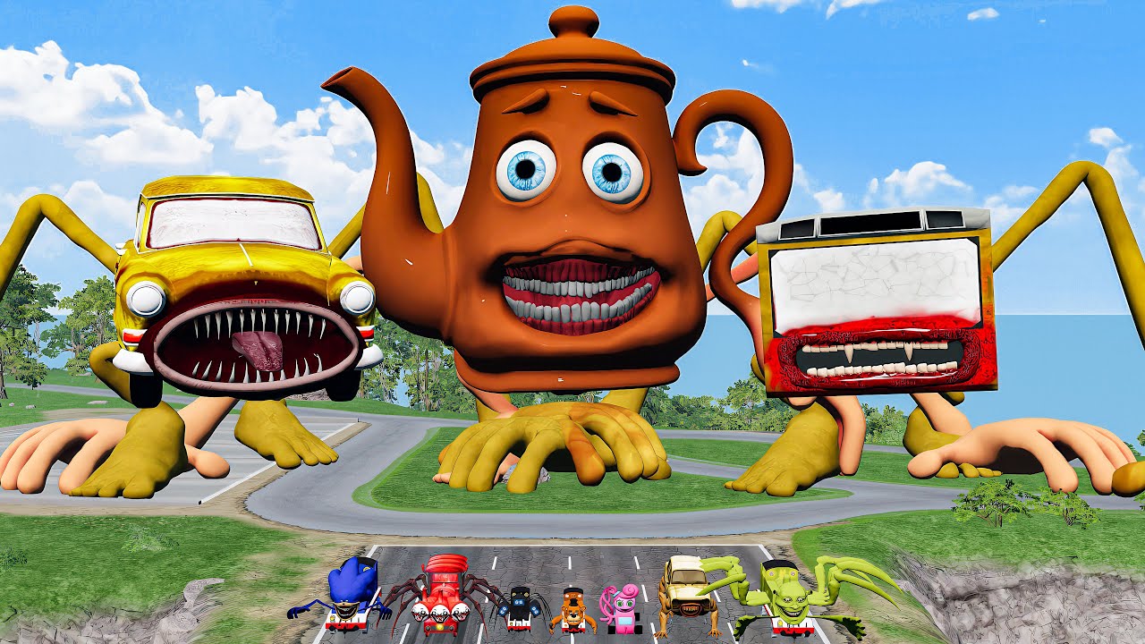 ALL MONSTERS Big & Small Cars with TA TA TA TA SAHUR EATER & CAR EATER & BUS EATER BeamNG.Drive
