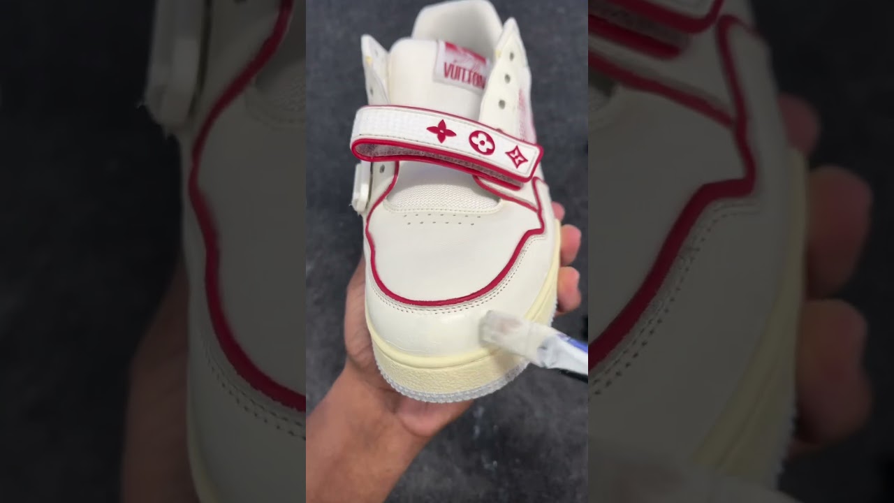 working our magic on a pair of LV sneakers. 