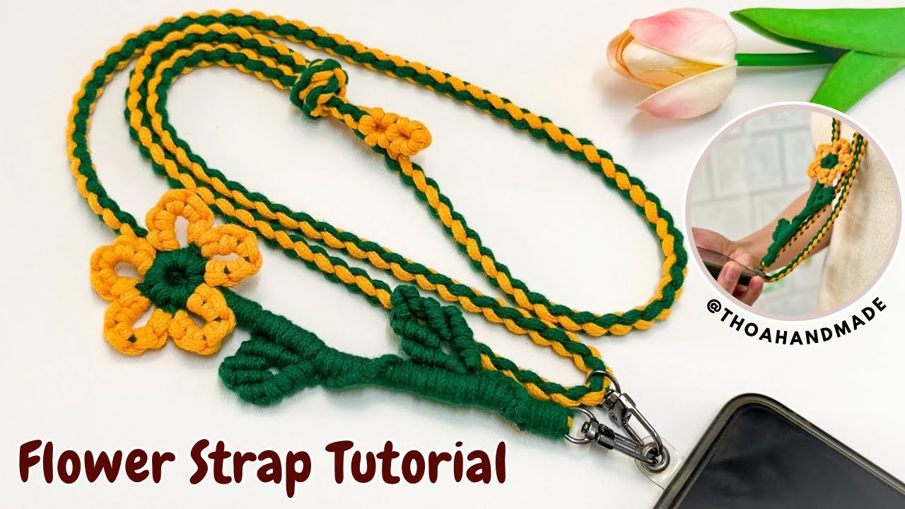 How to make Macrame Flower Strap | Hướng dẫn làm dây đeo macrame xinh xắn | Phone Strap Tutorial