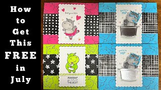 Hippest Hippos Stamps and Dies: FREE in July with Saleabration! Sneak Peek Summer Card Ideas 2022