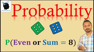 🎲 Two Dice Roll Probability with Sum equals 8 or Even in 1 dice 🎲🔍 #brushmyquant #probability