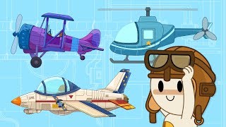 lets fly helicopter and airplanes at finleys factory cartoon for kids