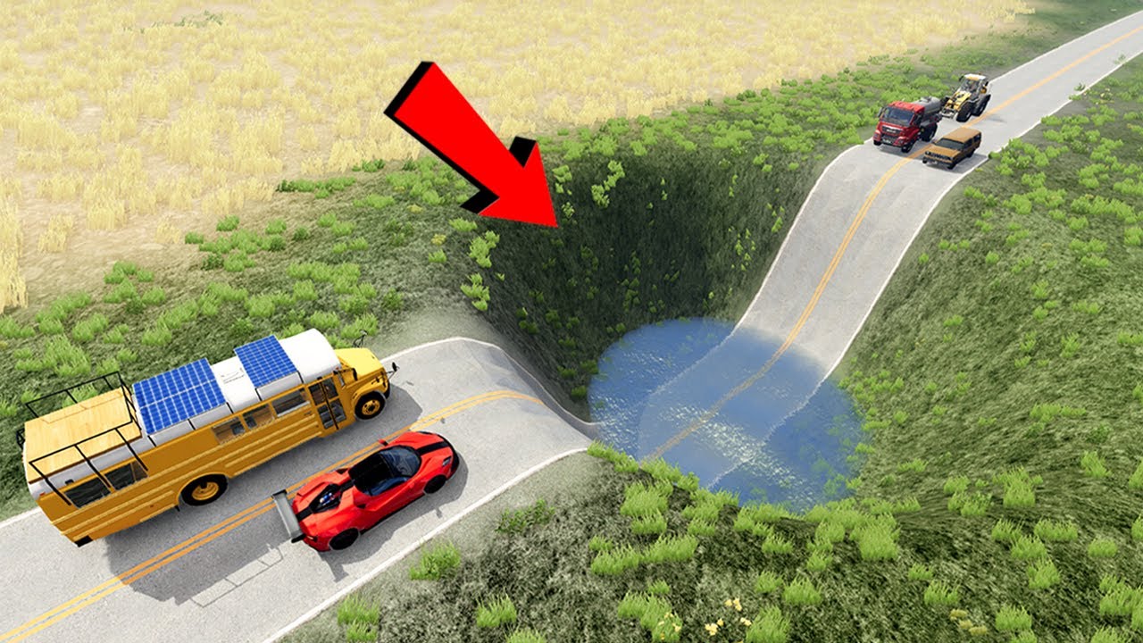 Cars vs Giant Pit #2 - BeamNG.Drive