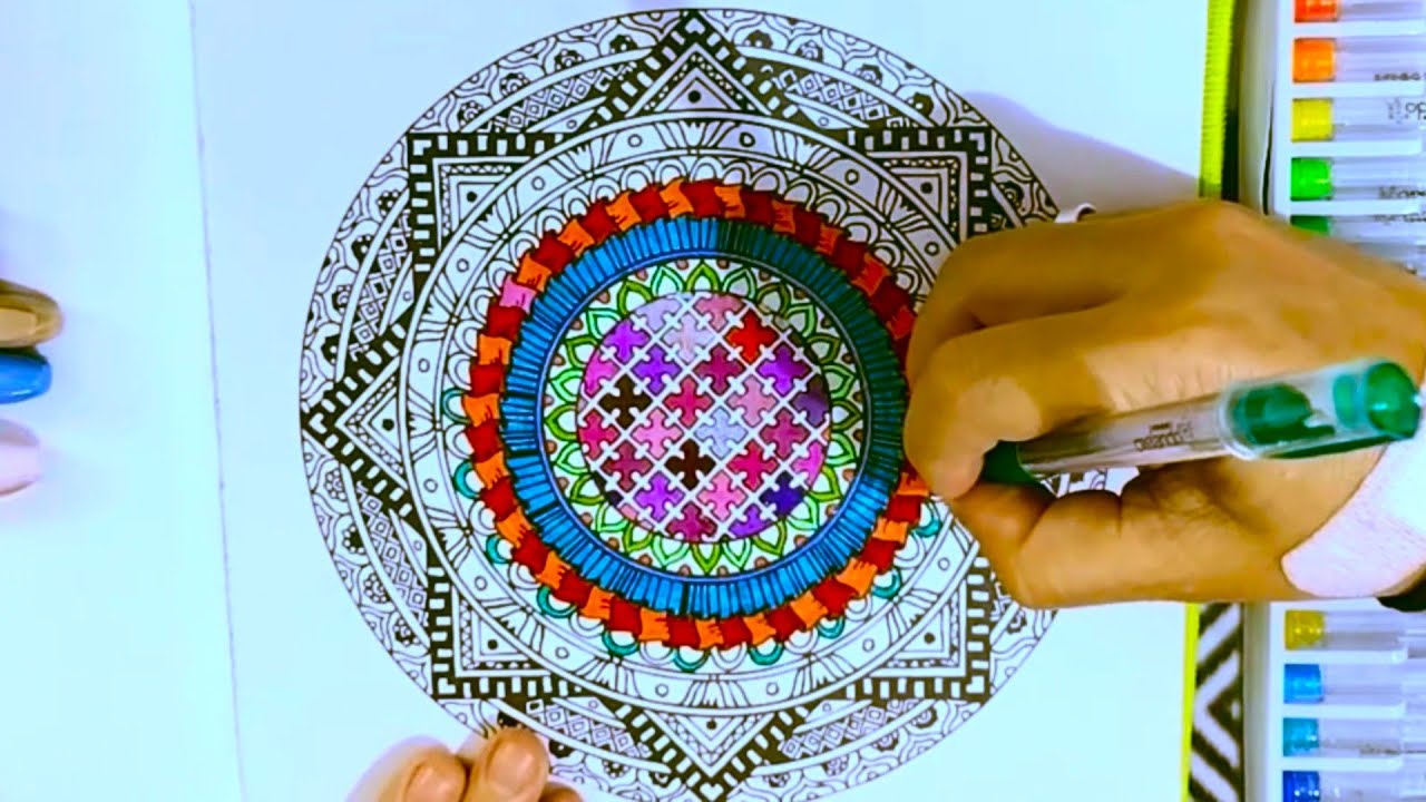Coloreando mandalas: Terapia 96 #art #mandala #coloring #painting