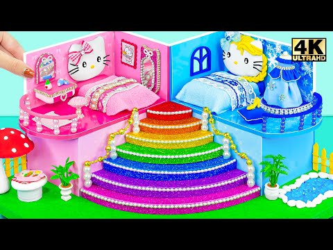 Build Simple House Hello Kitty vs Frozen in Hot and Cold Style From Cardboard ❄ DIY Miniature House