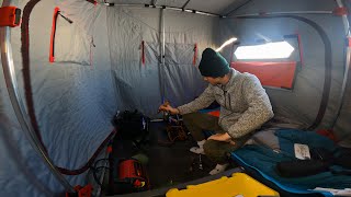 Solo Ice Camping in Small Tent!