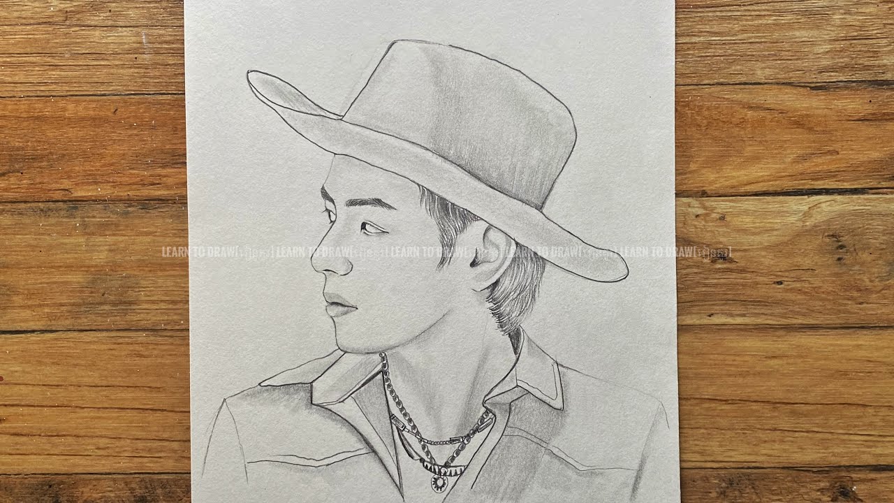 How to draw V Kim Taehyung BTS | V drawing | BTS pencil drawing for beginners | រៀនគូរ