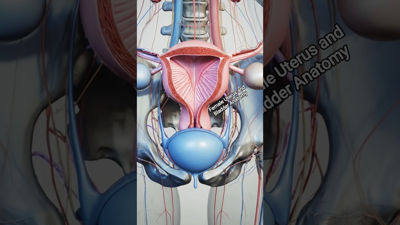 Female Uterus and Bladder Anatomy (3D Visualization) 