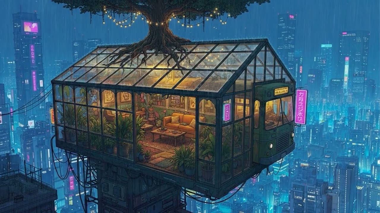 Lofi Ambient – Romantic  Rain in a Cyberpunk Apartment | Relaxing Beats for Sleep | 4K