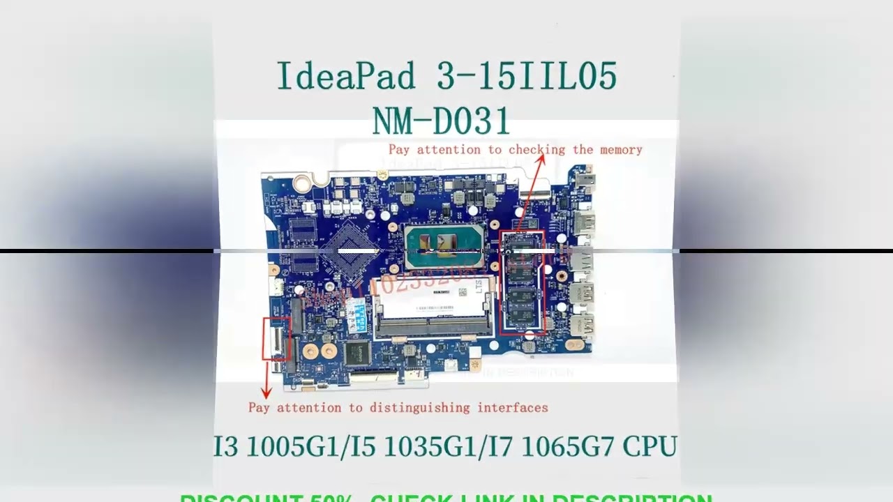NM-D031 For Lenovo ideapad 3-15IIL05 Laptop Motherboard with I3 1005G1 I5 1035G1 I7 1065G7 CPU UMA R
