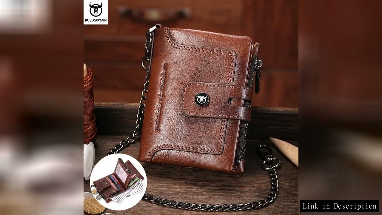 BULLCAPTAIN Men's Genuine Leather Wallet Business Retro Snap Wallet Multifunctional RFID Anti-Theft