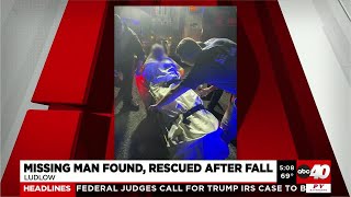 Missing man found, rescued after fall