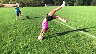 Front Handspring Soccer Ball Throw In slow motion - Gymnastics is useful in any sport!