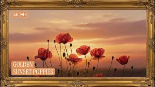 Golden Sunset Poppies | 4K Frame TV Art | No Music screenshot 4