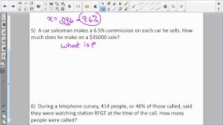 Pre Algebra Lesson 6 7 Percents & Equations