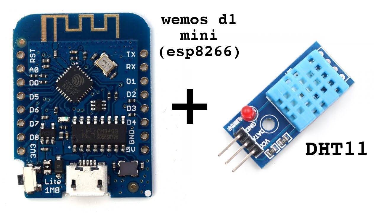 D1 wemos mini (esp8266) thermometer using DHT11 - YouTube
