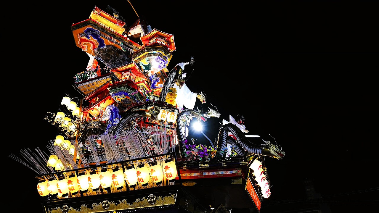 豪華絢爛な9台の山鉾が集結「日田祇園山鉾集団顔見世」。Nine magnificent and magnificent floats come together.
