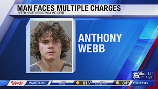 Man faces charges after exposing himself along Broadway