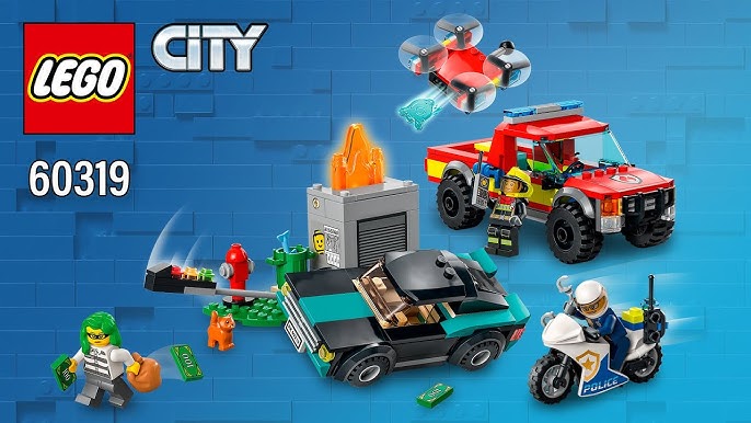 LEGO City Fire Rescue & Police Chase Building Set 60319 - Kid's Fire &  Police Build, Featuring 3 Minifigures, Emergency Truck, Patrol Car,  Motorcycle